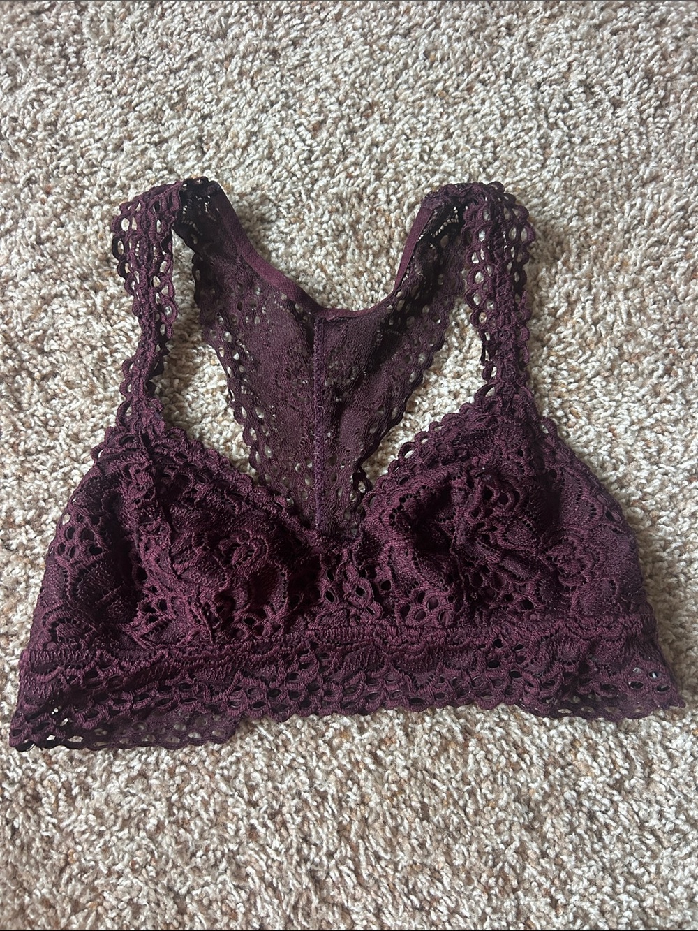 Lace Racerback Bralette Deep Plum